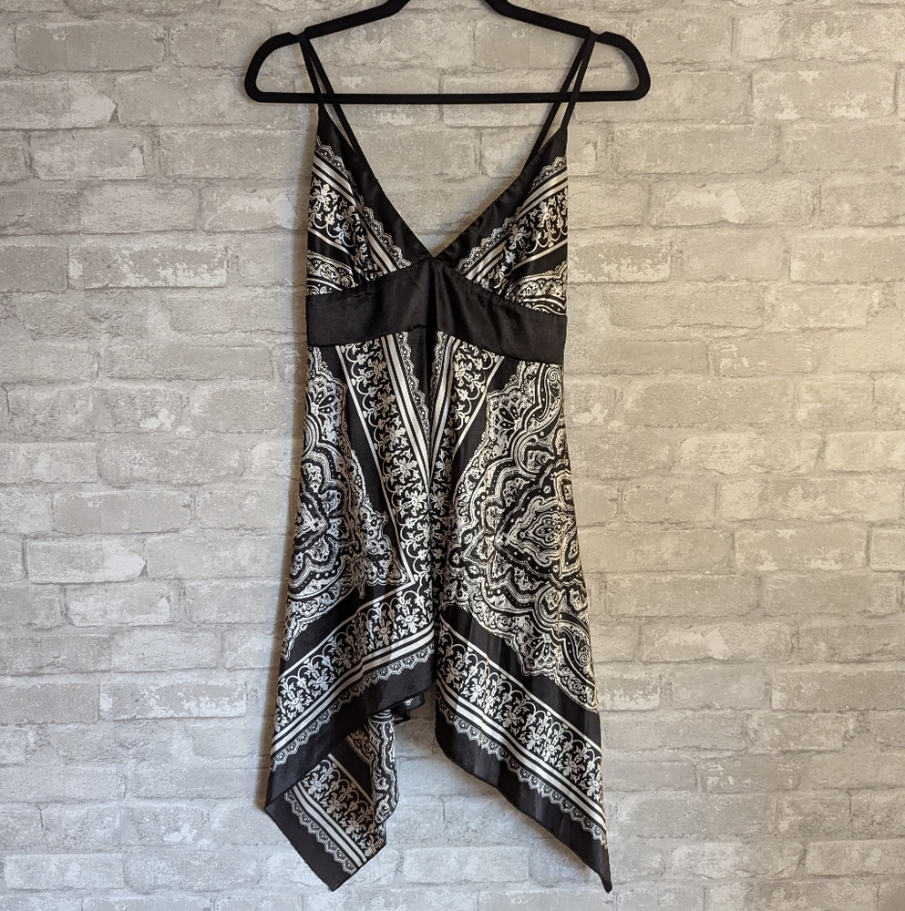 Black and White Satin Paisley Top